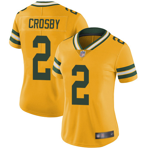 Green Bay Packers Limited Gold Women #2 Crosby Mason Jersey Nike NFL Rush Vapor Untouchable->women nfl jersey->Women Jersey